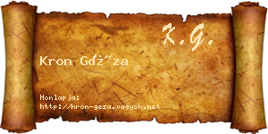 Kron Géza névjegykártya